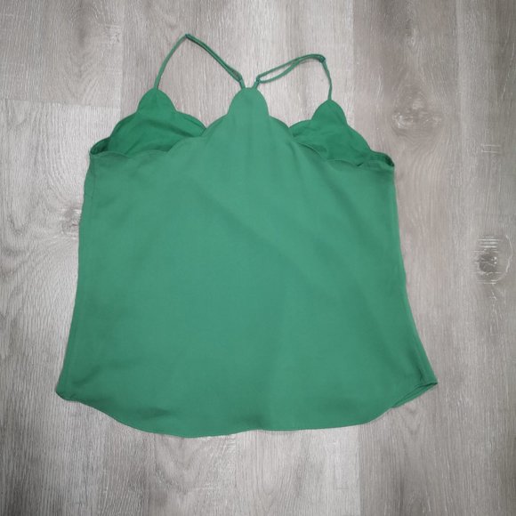 J. Crew Ladies Green Shoestring Strap Size 10 Straight Fit Lined Tank Top - Picture 2 of 7